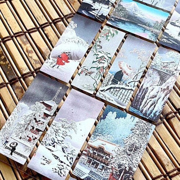 3 for $15 - Japanese Print Winter Scenes - 1 Japan Sticker‎ Sheet - NEW - Picture 3 of 3